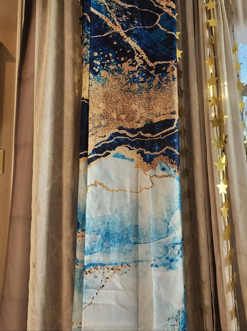 Blue/Gold Shower Curtain